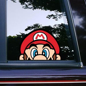 Mario Peeker Peekabo Peeking Sticker Car Decals Console Decal Stickers Cartoon Sticker Waterproof Weatherproof Super Mario Bros Games Retro