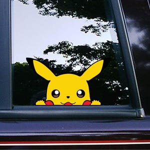 Cute Peekachu Peace Peeker Peeking Peekabo Sticker Car Decals Stickers Cartoon Sticker Waterproof Weatherproof Poke Cards Cute Anime