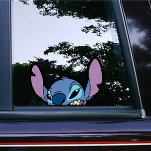 Angry Stitch Smiling Peeker Peeking Sticker Car Decals Waterproof Weatherproof Vinyl Laptop Decals Classic Disney Characters Lilo and Stitch