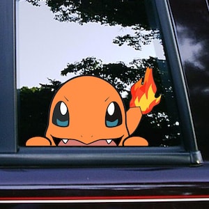 Cute Charmander Peeker Peeking Stickers Car Decals Console Classic Stickers Cartoon Waterproof Weatherproof iPad Tablet Water Bottles