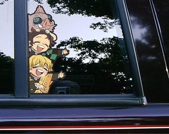 Demon Characters Side Peeker Peeking Sticker Car Decals Waterproof Weatherproof Vinyl Laptop Decals Cute Anime Manga Characters