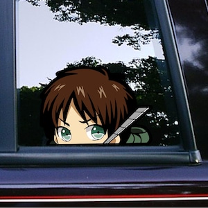Eren avec épée Peeker furtivement Stickers voiture art mural décoration autocollants pour pare-chocs dessin animé étanche résistant aux intempéries classique Anime Manga personnages