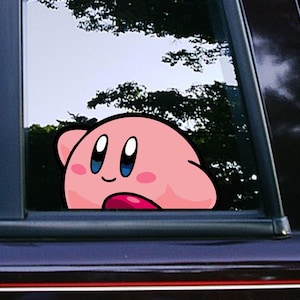 Cute Kirby Peeker Peeking Sticker Car Decals Wall Decor Bumper Cartoon Sticker Waterproof Weatherproof Game Characters Water Bottle Stickers