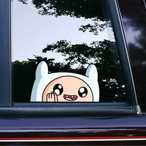 Cute Finn Peeker Peeking Sticker Car Decals Wall Decor Bumper Stickers Cartoon Sticker Waterproof Weatherproof Adventure Kids