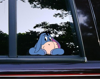 Eeyore The Donkey Posing Peeker Peeking Car Decals Wall Decor Bumper Stickers Cartoon Waterproof Weatherproof Winnie The Pooh Water bottles