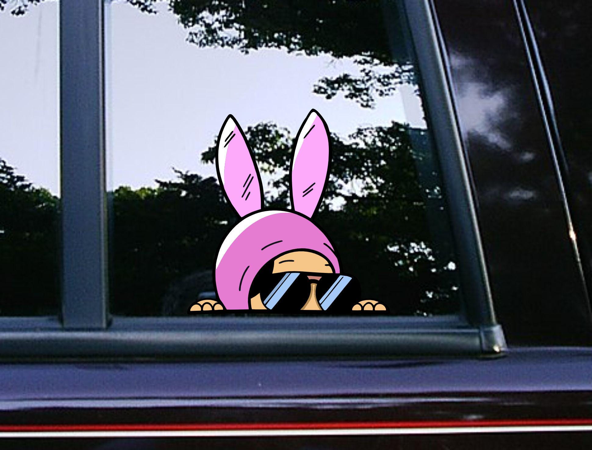 Louise Pink Bunny Ears Peeker Peeking Sticker Car Decals Wall Decor Bumper Stickers Cartoon Sticker Waterproof Weatherproof Bob's Burger