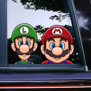 Mario and Luigi | Peeker | Peekabo | Peeking | Pop Culture | Video Games | 90s | Car Decals | Laptop Macbook Stickers | Super Mario Bros