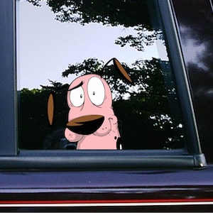 Courage le chien curieux | Coup d'oeil | Coup d'oeil | Stickers voiture | Imperméable | Ordinateur portable | Pare-chocs | Gobelet | Bouteille d'eau | Tasses | Stickers Dessins Animés