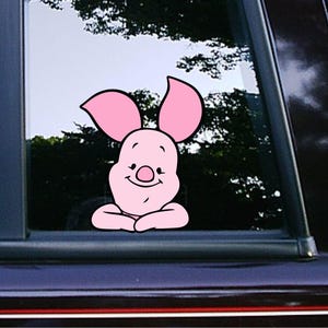 Piglet Posing Peeker Peeking Car Decals Wall Art Decor Bumper Stickers Cartoon Waterproof Weatherproof Classic Disney Winnie The Pooh