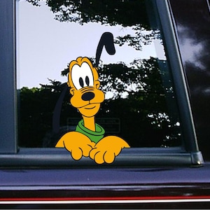 Cute Pluto the Dog Peeker Peeking Car Decals Wall Decor Cartoon Stickers Waterproof Weatherproof iPad Tumblers Disney Movie Characters