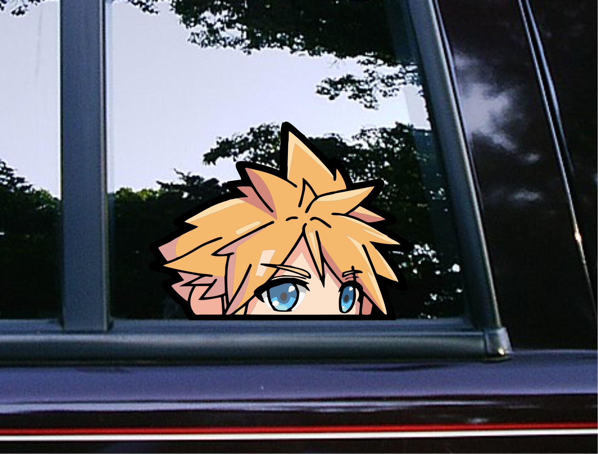 Cloud Peeker Peeking Sticker Car Decals Bumper Sticker Waterproof Weatherproof Video Game Stickers for Fans of Final Fantasy Anime Games