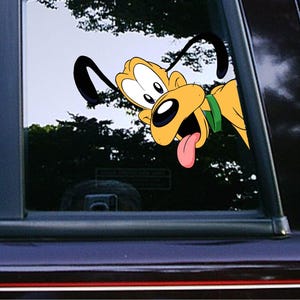 Pluto Side Peeker Peeking Car Decals Wall Decor Cartoon Stickers Waterproof Weatherproof iPad Tumblers Disney Movie Dog Characters