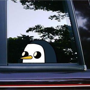 Cute Gunter Penguin Peeker Peeking Sticker Car Decals Wall Decor Bumper Stickers Cartoon Sticker Waterproof Weatherproof Adventure Kids
