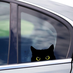 Black Cat Peeker Peeking Sticker Choose your eye color  Waterproof Weatherproof Wall Decor Bumper Stickers Car Decals Cat Lover Gift idea