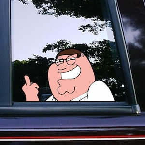 Peter Griffin Middle Finger Peeker Peeking Peekabo Car Decals Stickers Waterproof Weatherproof Family Guy Cartoon Bumper Meme Stickers