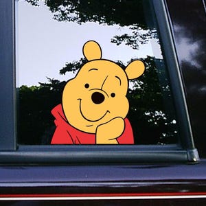 Cute Winnie the Pooh Peeker Peeking Car Decals Wall Art Decor Bumper Stickers Cartoon Waterproof Weatherproof Classic Disney Characters