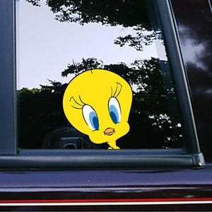 Tweety Bird Peeker Peeking Sticker Car Decals Console Decal Classic Stickers Cartoon Waterproof Weatherproof Looney tunes Laptop Macbook