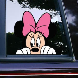Mini Mouse Peeker Peeking Car Decals Wall Decor Cartoon Stickers Waterproof Weatherproof iPad Laptop Disney Movie Classic Characters
