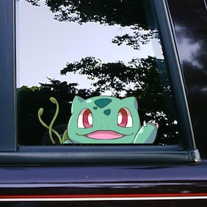Cute Bulbasaur Leafy Creature Peeker Peeking Sticker Car Decals Wall Decor Bumper Stickers Cartoon Evolution Sticker Waterproof Weatherproof