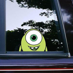 Mike Wazowski Peeker Peeking Stickers Car Decals Wall Decor Bumper Cartoon Monster Inc. Sticker Waterproof Weatherproof Disney Characters
