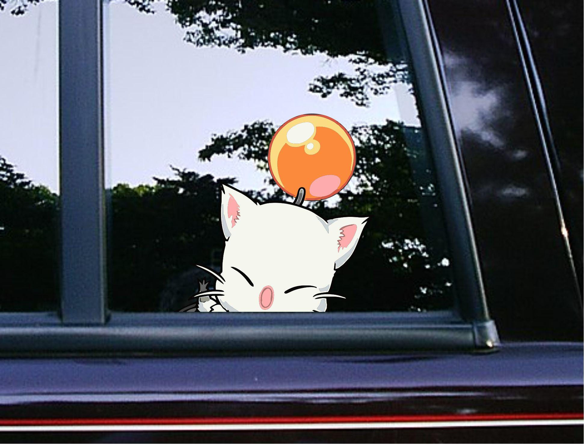 Cute Moogle Peeker Peeking Sticker Car Decals Wall Decorations Bumper Sticker Waterproof Weatherproof Video Game Stickers for Fans of FF7