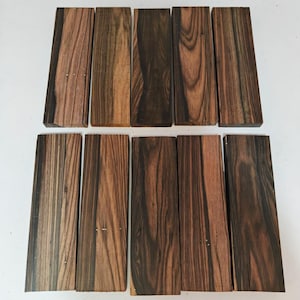 Macassar Ebony Wood Burl Knives Handle Scales Knife Making Material Exotic Wood DIY 3/8&quot; x 1 1/2&quot; x 5&quot; #722, 10Pcs