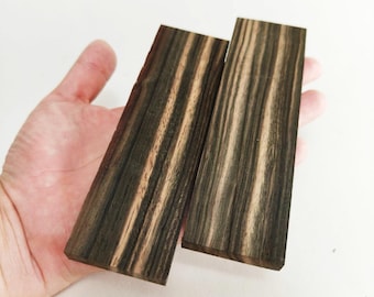 Rare Thai Ebony Knife Scales (2 Pcs) - Premium Black (Diospyros variegata) Custom Knives DIY Crafts