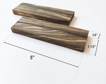 Macassar Ebony Knife Scales (Paired) - 1.5"x5"x3/8" | Royal Stripe Figure