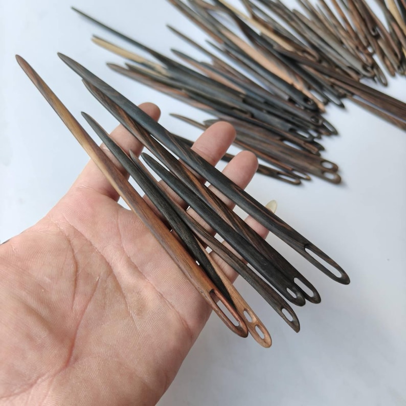 15 Macassar Ebony Yarn Needle Set Big Eye Darning & Tapestry Tools image 11