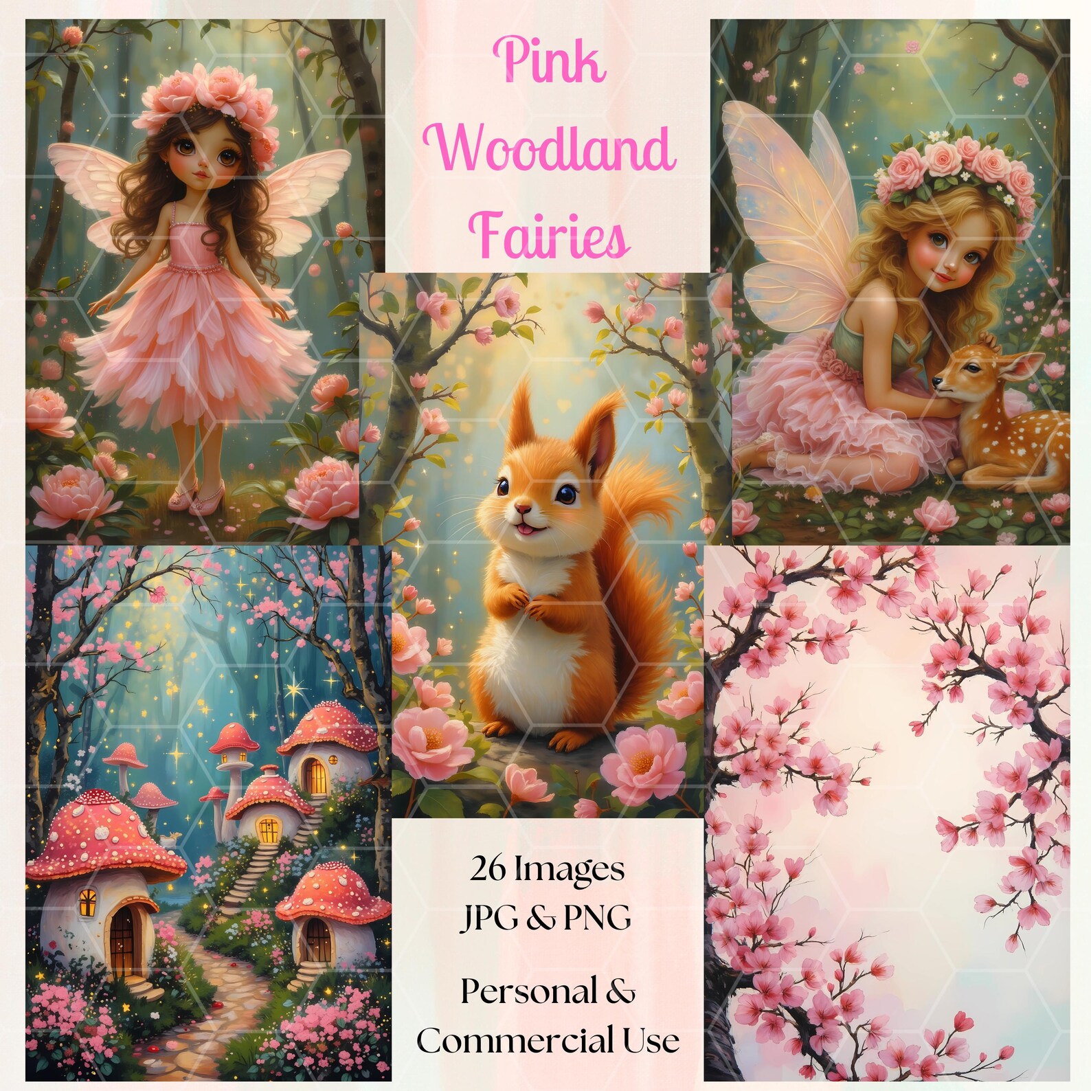 Sweet Woodland Fairy Clipart, Pink Fairies, Woodland Animals, Full ...