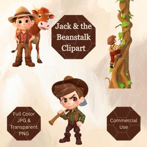 Jack en de bonenstaak aquarel clipart || JPG- en transparante png-bestanden || Direct downloaden || Digitaal, print of sublimatie