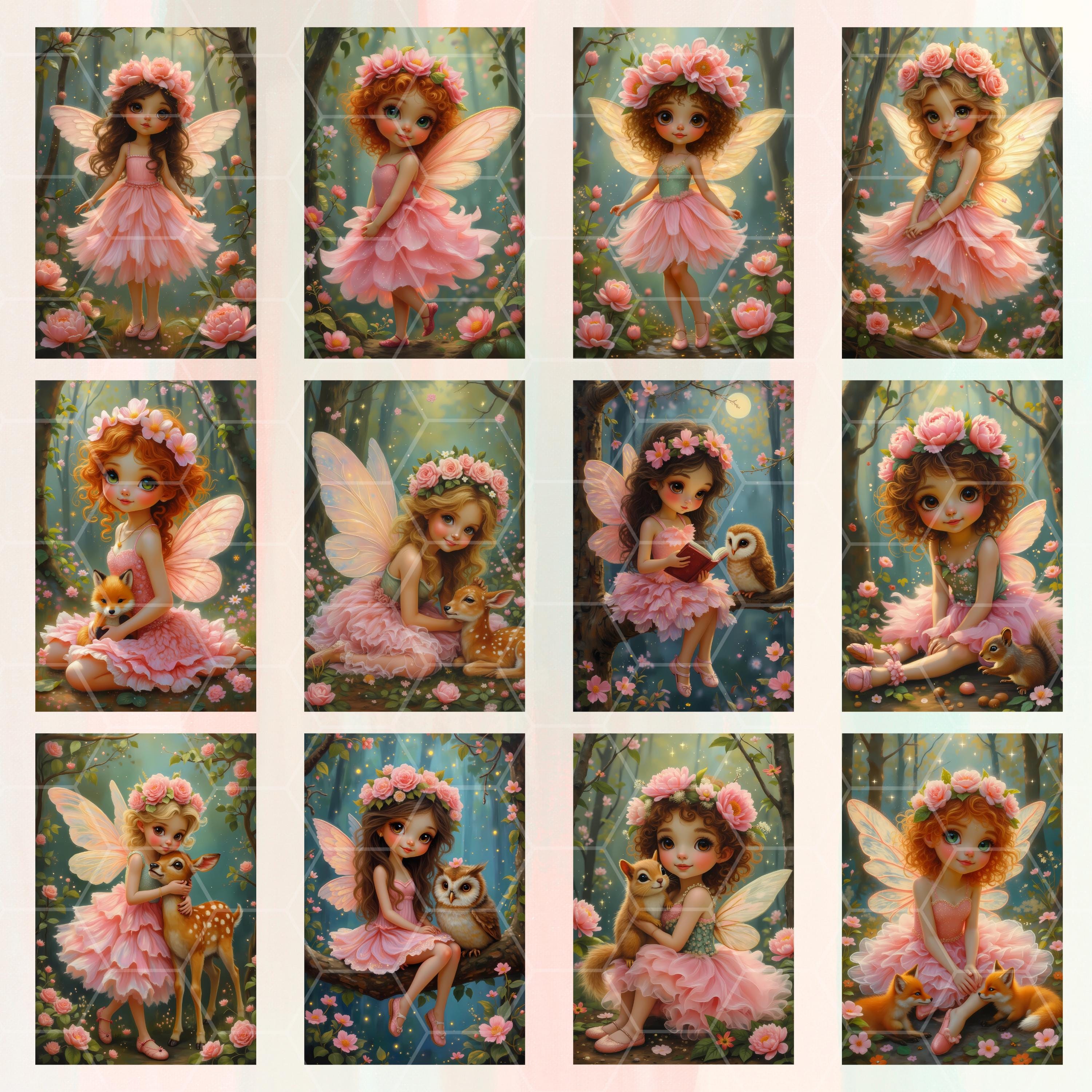 Sweet Woodland Fairy Clipart, Pink Fairies, Woodland Animals, Full ...