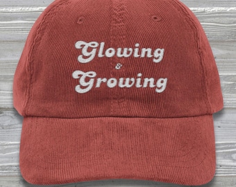 Vintage Embroidered Corduroy Cap, Adjustable Snapback Hat