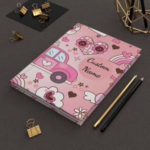 Personalized Pink Hardcover Journal: Custom Name Matte Notebook
