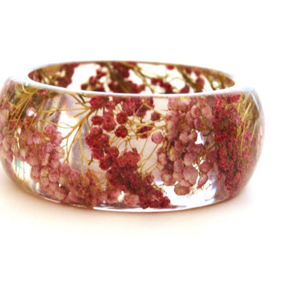 Chunky Resin bangle bracelet.Australian wildflowers. Pink flower bangle. Flower bracelet. Real flower jewelry, Botanical bangle.