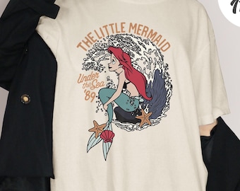 Comfort Colors® Den lilla sjöjungfrun-tröja, prinsess-t-shirt, damtröja med den lilla sjöjungfrun Ariel, Ariel sjöjungfrutröja, prinsessan Ariel-tröja