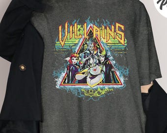 レトロなヴィランズキャラクター、マレフィセント・アースラ・イービル・クイーン・ハデスシャツ、ヴィランズTシャツ、マジックキングダムギフト