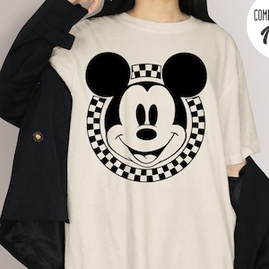 Comfort Colors® Vintage Mickey Mouse Shirt, Mickey Friens T-Shirt, Retro Mickey Shirt, Checkered Mickey Shirt