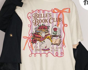 Vintage Belles Book Club shirt, verhaal zo oud als de tijd shirt, prinses shirts, Belle's Books shirt, cadeau voor boekenliefhebber shirt