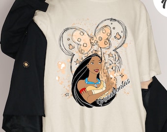 Shirt prinses Pocahontas aquarellen, shirt Magical Castle Minnie Pocahontas, shirt Minnie Ear Princess Magic Kingdom