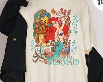 Comfort Colors® Den lilla sjöjungfrun-tröja, prinsess-t-shirt, damtröja med den lilla sjöjungfrun Ariel, Ariel sjöjungfrutröja, prinsessan Ariel-tröja