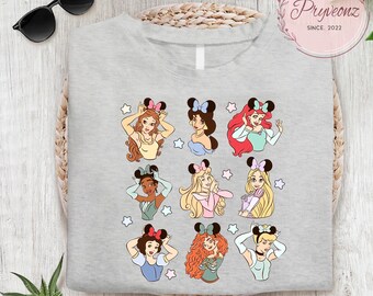 Camiseta de grupo de princesas Ariel Rapunzel Cenicienta Princesa Niñas Viaje Camiseta Regalo Reino Mágico
