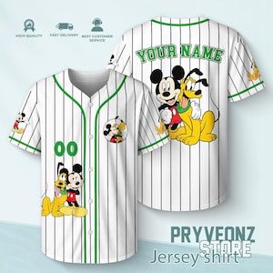Gepersonaliseerde Mickey en Pluto Special Simple Baseball Collectie, honkbaljerseycollectie, kies je stijl, Jersey Land verjaardagscadeau