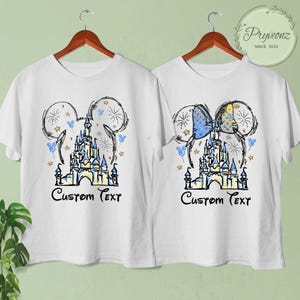 Mickey Minnie Watercolor Custom Shirts Mickey Minnie Castle Matching Shirt Retro Trip Shirt Mickey Minnie Couple Shirt