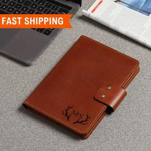 Portfolio professionnel en cuir personnalisé, grand journal en cuir, bloc-notes en cuir avec porte-cartes de visite, cadeau de fête des pères pour lui
