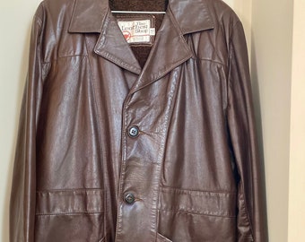 Vintage Men’s Leather Coat with Zip Out Lining size 42 Tall