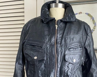 Vintage Black Leather Jacket size 42