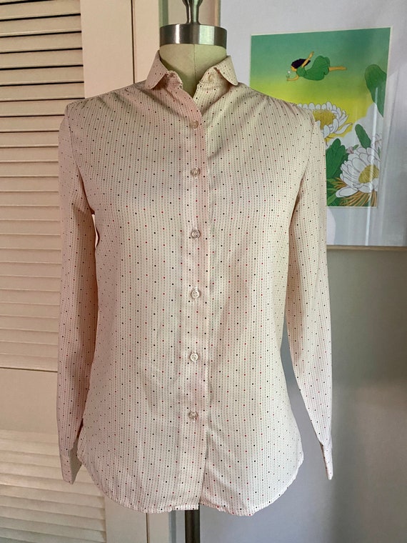 1980s Peter Pan Collar Simple Mod Blouse - image 2