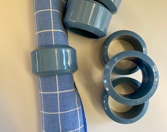 Set of 6 Vintage Blue Napkin Rings