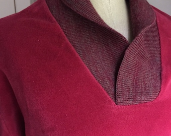 Vintage crimson red velour pullover